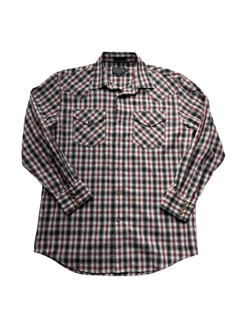 Pendleton Mens Frontier Plaid Western Style Snap Button Up Shirt Size Medium